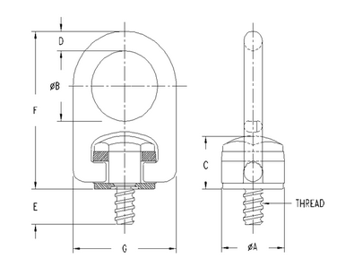 1/2" - 6 Forged Swivel Hoist Ring Coil Thread 2,500 lbs WLL (57102)