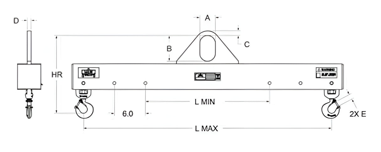 30,000# 10' STANDARD LIFT BEAM LIFTING BEAM W/SWIVEL HOOKS (12236)