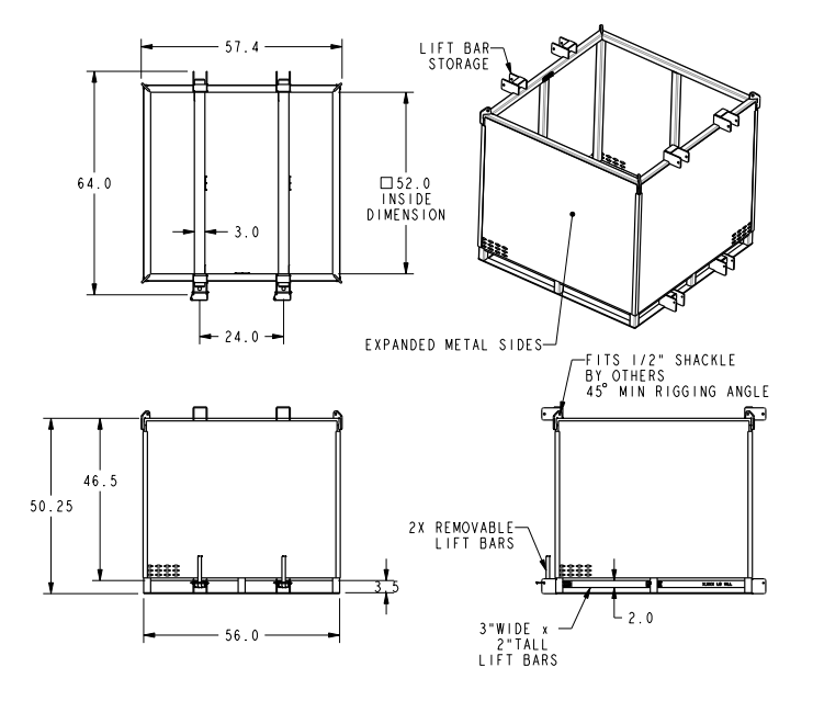 4,400# PALLET LIFTING CAGE 52" INSIDE USABLE (25504)