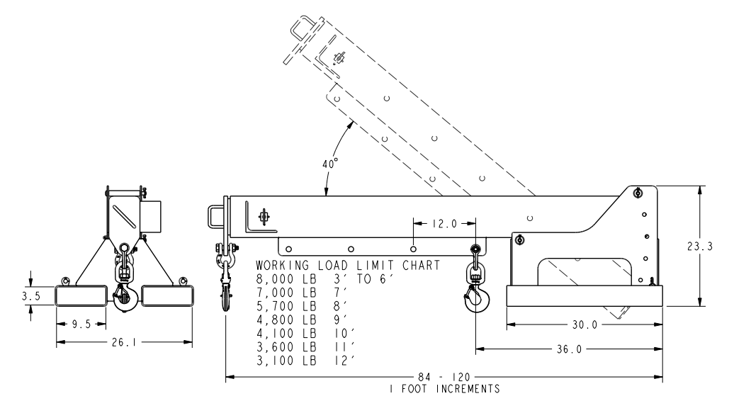 Adjustable Pivot Boom W/ Swivel Hook (25107)