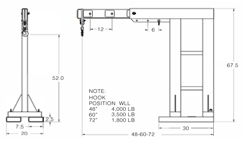 Adjustable Reach Over Boom W/ Swivel Hook (16055)
