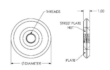 1 1/4" - 3.5 Coil Round Weldable Plate (48980A)