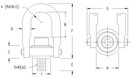 1/4" - 20 Swivel Hoist Ring 600 lbs WLL (46100)