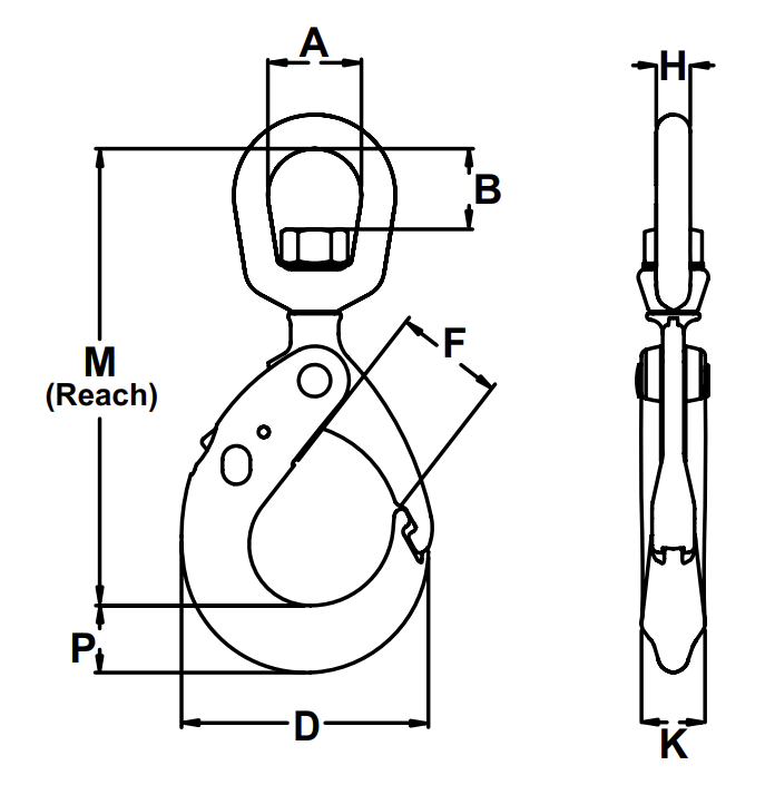 1/2" Swivel Self Locking Hook Bushing Grade 100