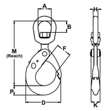 1/2" Swivel Self Locking Hook Bushing Grade 100
