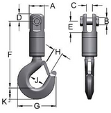 Miller Angular Contact Ball Bearing Swivel Model C-115 Jaw to Hook WLL 3 tons (C-115)