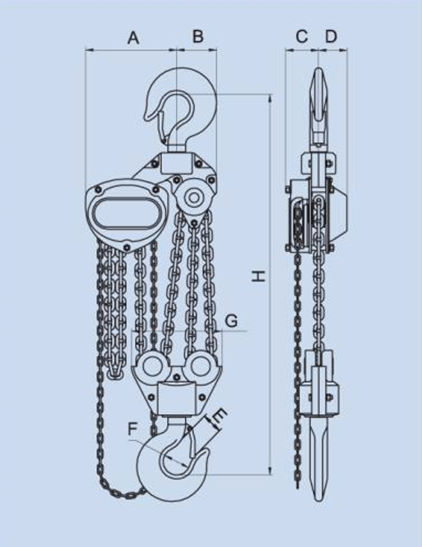 10 Ton x 15' Hand Chain Hoist Black Bear (YB)