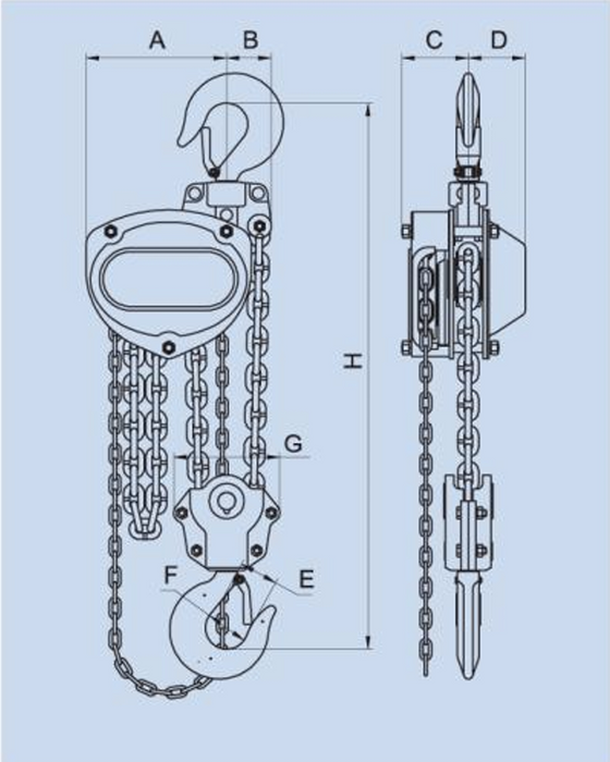 3 Ton x 10' Hand Chain Hoist WITH 2 CHAIN FALLS Black Bear (YB) (YB-300-10-2CF)