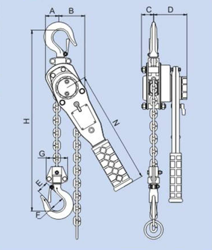 0.5 Ton x 10' Lever Hoist Black Bear (YL)