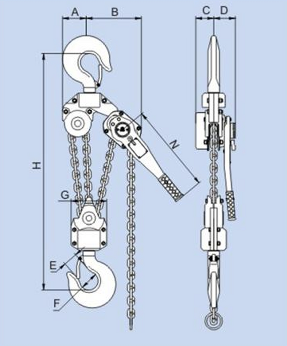 9 Ton x 5' Lever Hoist Black Bear (YL)