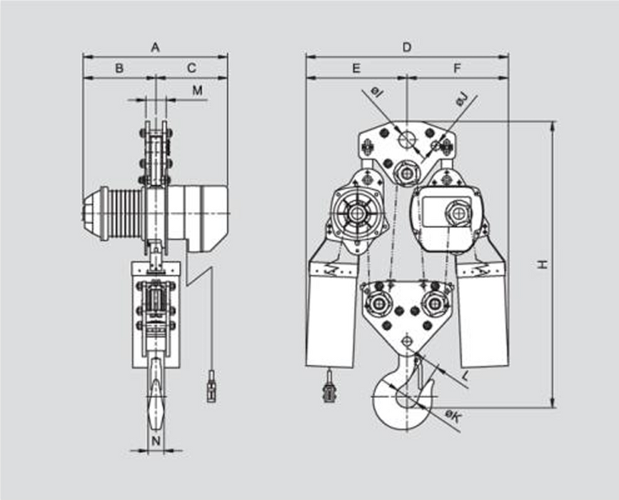 SD Series Electric Chain Hoist 22,000 lbs WLL (YSSD-1000)