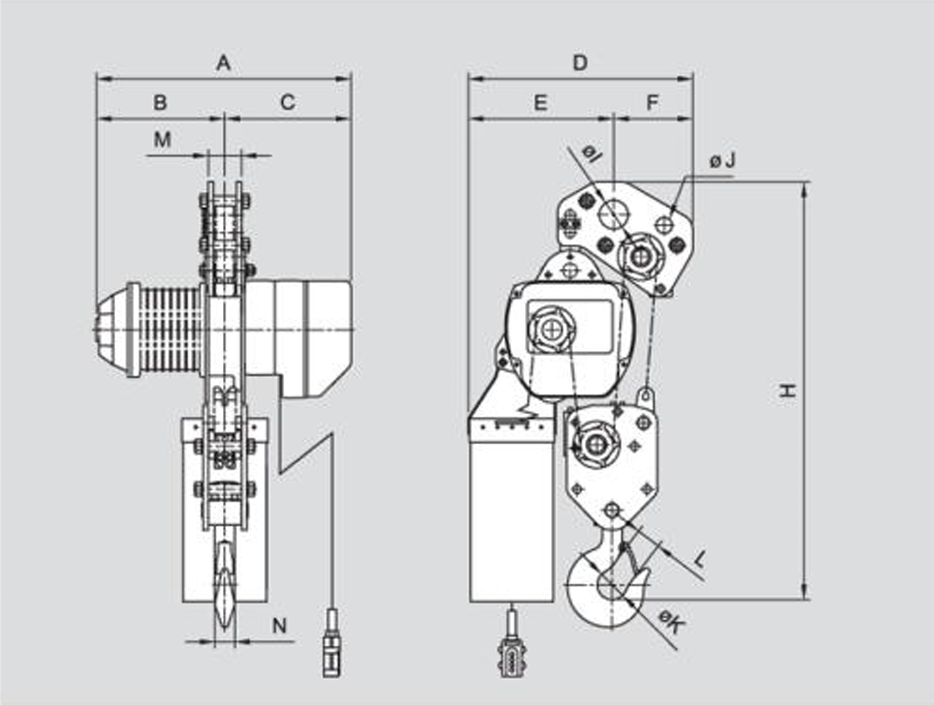 SD Series Electric Chain Hoist 16,500 lbs WLL (YSSD-750)