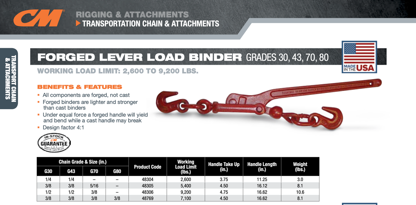 CM Forged Lever Load Binder Domstic