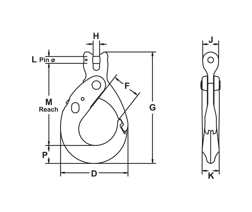 Clevis Self Locking Hook Grade 100 - Domestic