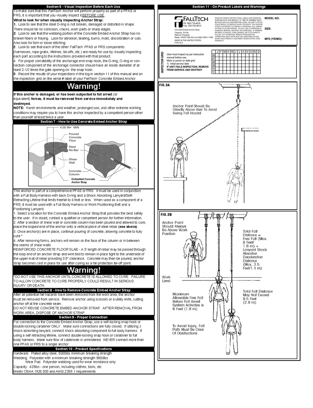 3' Concrete Embed Anchor (PN 7436)