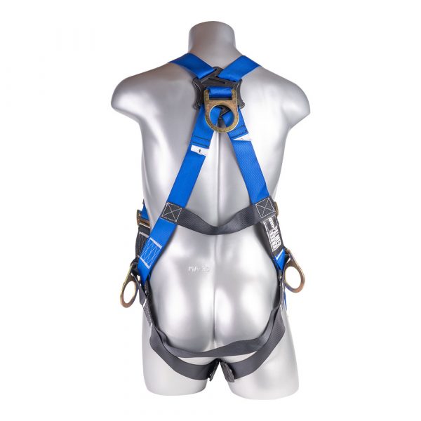 HARNESS 5PT., BACK AND SIDE D-RINGS, PASS-THRU LEGS, BLUE COLOR UNIVERSAL