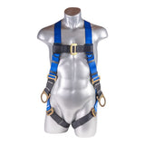 HARNESS 5PT., BACK AND SIDE D-RINGS, PASS-THRU LEGS, BLUE COLOR UNIVERSAL