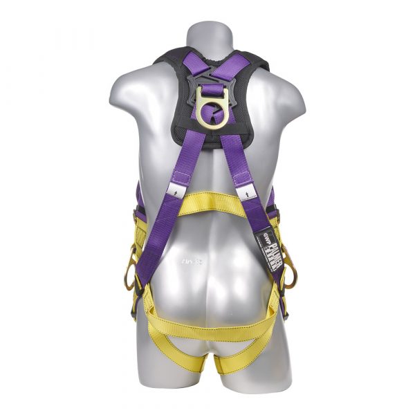 Purple Top, Black Heavy Duty Bottom with 5 point adjustment. Pass Through Chest, Grommet Legs, Back D-Rings, Sewn In Back Pad (H212100172)