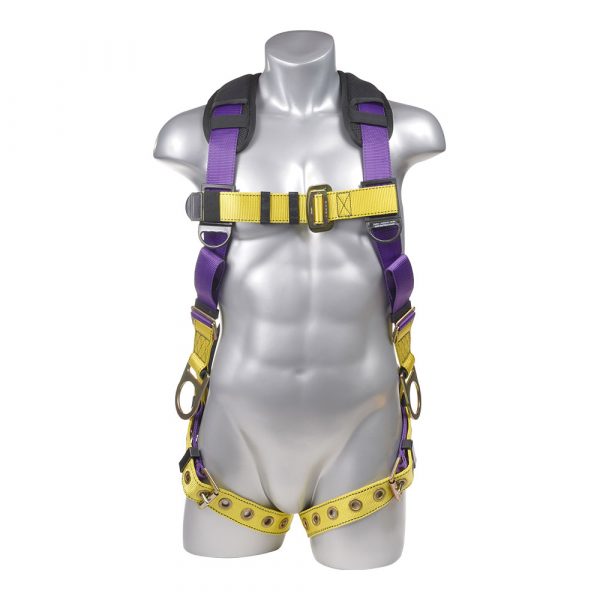 Purple Top, Black Heavy Duty Bottom with 5 point adjustment. Pass Through Chest, Grommet Legs, Back D-Rings, Sewn In Back Pad (H212100172)