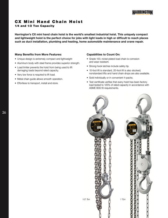 Harrington CX Mini Hand Chain Hoist