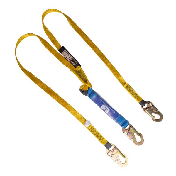 6 FT. DOUBLE LANYARD, BLUE SHOCK ABSORBER, STEEL SNAP HOOKS